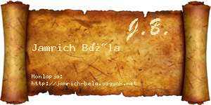 Jamrich Béla névjegykártya